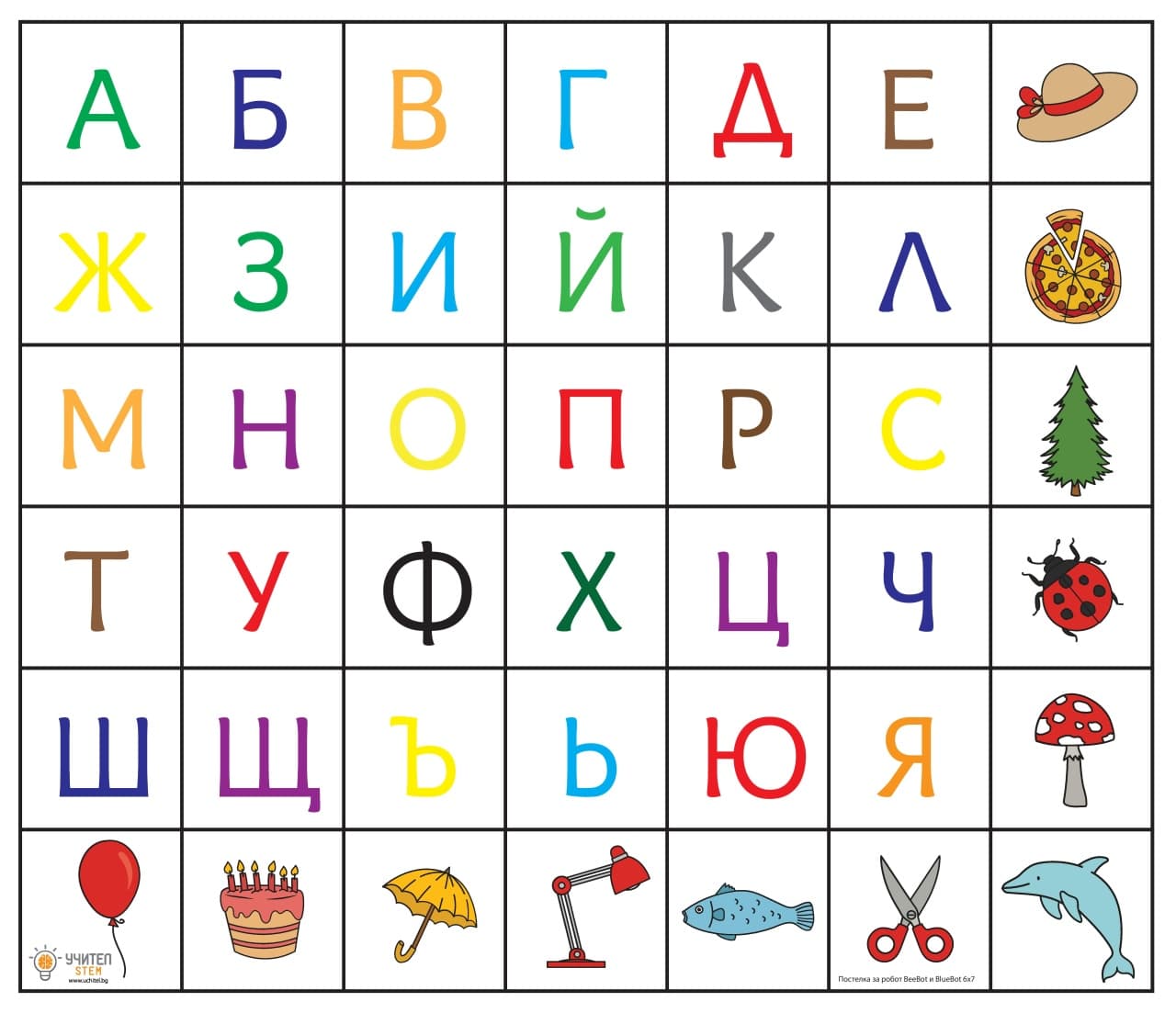 Азбука и картинки - постелка за BeeBot 6x7