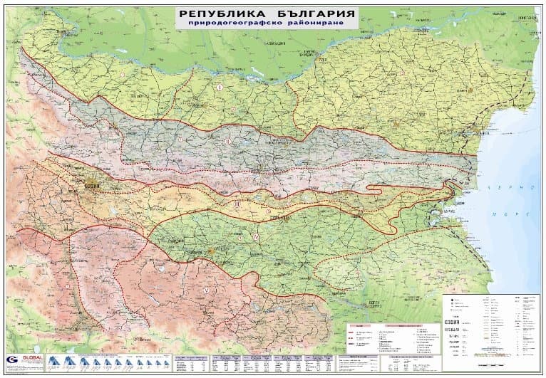 България - природогеографско райониране 100x70