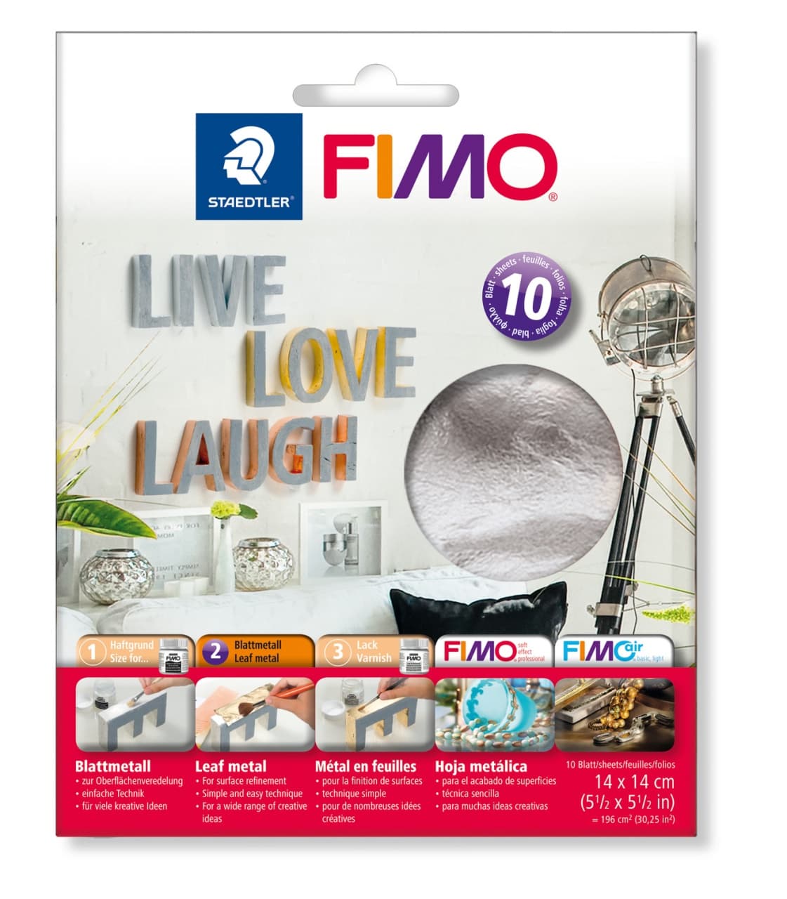 Метално фолио за декорация Staedtler Fimo 8781,10 листа, сребристо